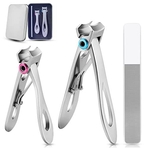 Menasome Nail Clippers Set,Toenail Clippers for Thick Nails,Fingernail Clipper for Men Women, Silver