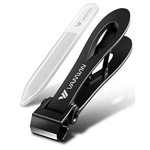 VANWIN Nail Clippers, Toenail Clippers for Thick Nails with Stainless Steel Straight Blades and 16mm Wide Jaw Opening, Fingernail Cutter Trimmer with Nano Glass Nile File for Seniors Adult Men Women