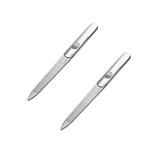 Luxxii (2 Pack) 4.5 inch Stainless Steel Nail File for Fingernails, Toenails, Scraping, Strengthening, Finger Manicure Metal Nail File