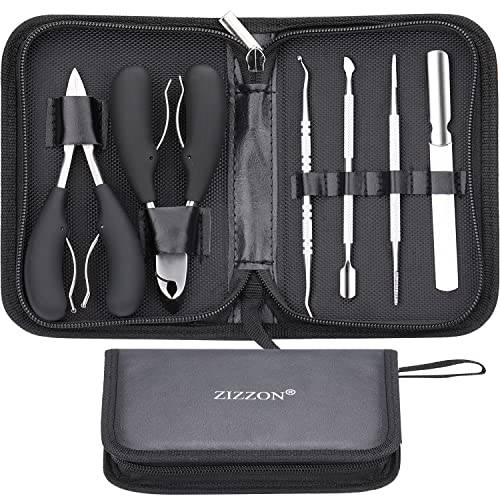 ZIZZON Toenail Clippers for Thick Nails, Large Nail Clippers Heavy Duty for Thick or Ingrown Toenails Podiatrist Toenail Clippers kit Super Sharp Curved Blade for Man Women and Seniors