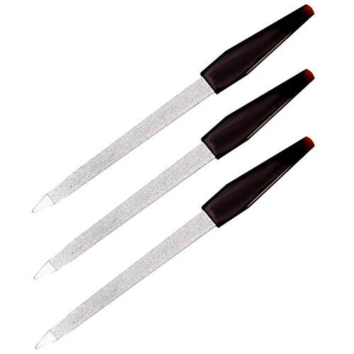 Pinkee’s (3 Pack) 5 inch Stainless Steel Sapphire Nail File for Fingernails, Toenails, Scraping, Strengthening, Finger Manicure File