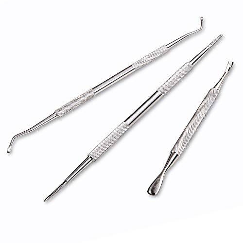 Ingrown Toenail Tool Kit, 3 Pack Stainless Steel Double Sided Pedicure Nail File Lifter Spoon Nail Pusher Cleaner Professional Pedicure Tools