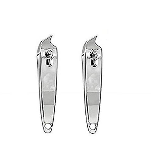 VNDEFUL 2PCS Slanted Edge Stainless Steel Nail Clippers, Manicure Pedicure Trimmer Without File, Silver