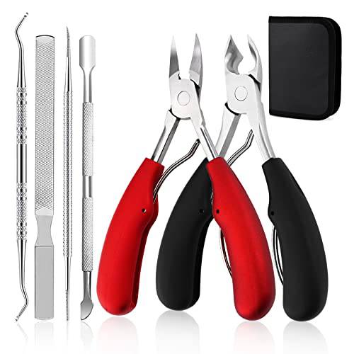 Sakolla Toenail Clippers for Thick Nails Set - Thick Nails Ingrown Nail Clippers Treatment Heavy Duty Nail Clipper for Men and Women, Seniors Curved Blade Grooming Podiatry Tools Toenail Clippers Kits