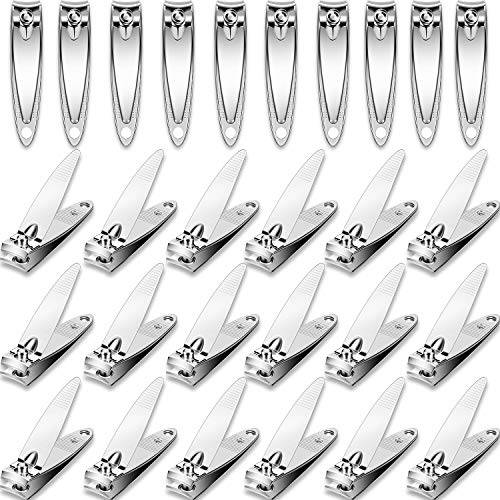 28 Pieces Thick Stainless Steel Nail Clippers Nail Cutter Set Fingernail and Toenail Clipper Portable Sturdy Nail Clippers for Men and Women