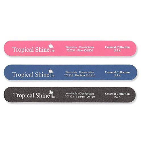 Tropical Shine 8.5 Inches Nail Files For Natural and Acrylic Nails. 3 pcs.