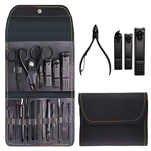 18 in 1 Manicure Set Professional Manicure Kit Nail Kit Pedicure Kit Nail Clippers Set - Black