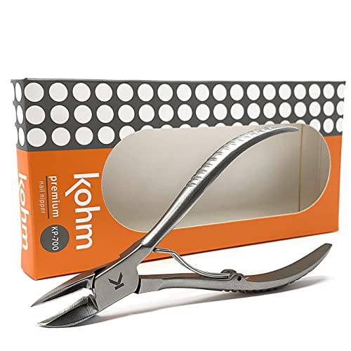 KOHM Ingrown Toenail Clippers for Thick Nails - 5 Long KP-700 Heavy Duty Stainless Steel Toe Nail Nippers Tool for Men, Women, Seniors & Adults - Professional Podiatrist Tool