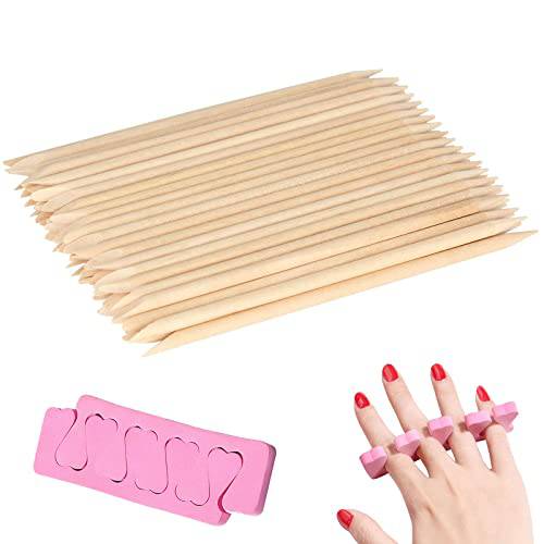 Green Convenience 100 Pcs Double Sided Orange Wood Nail Sticks Multi Functional Cuticle Pusher Remover Manicure Pedicure Tool Nail Art Accessories