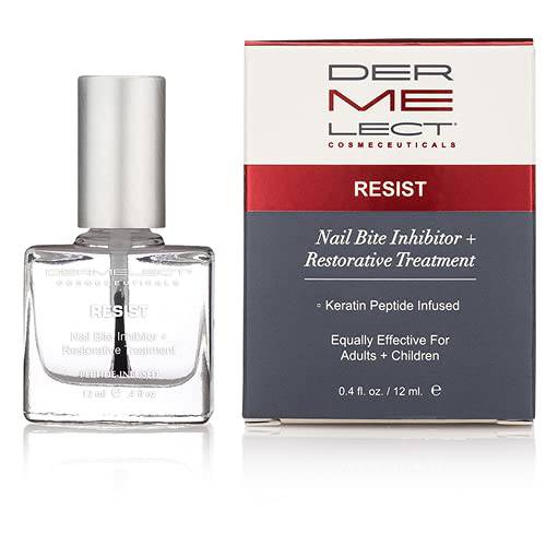 Dermelect Resist Nail Bite Inhibitor + Treatment Anti Aging Nailcare with Peptides, Safflower, Vitamin E Strengthening & Restorative for Nail Biting, Thumb Sucking Weak Nails Hard to Grow Nails 0.4 oz