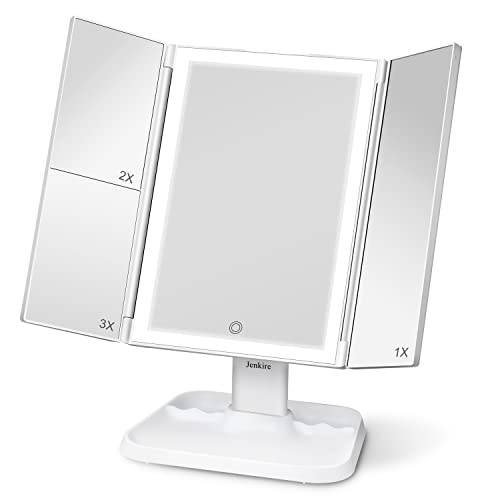 Makeup Mirror 72 LED Mirror 3 Color Lighting Modes, 1x/2x/3x Magnification, Touch Control Design, Portable High Definition Cosmetic Lighted Up Mirror