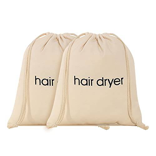 TSHD Hair Dryer Bags Drawstring Bag Container Hairdryer Bag Cotton Travel Storage (2 PCS White)