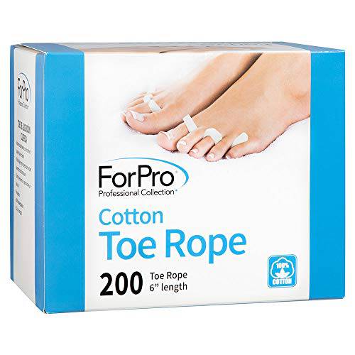ForPro Cotton Toe Rope, Pedicure Toe Separator, Lint-Free, Biodegradable Cotton, 6” L, 200-Count