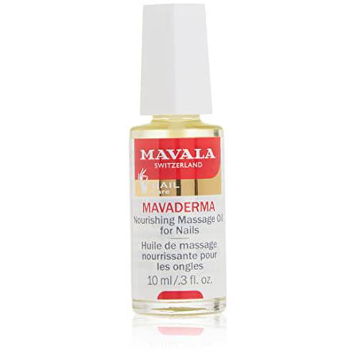 Mavala Mavaderma Nourishing Massage Oil for Nails, Nail Care, Nail Hardener, Cuticle Oil Nail Growth, Moisturizing & Healing Treatment for Cracked Nails & Rigid Cuticles, 0.33 Ounce Bottle