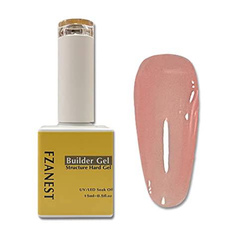 FZANEST Builder Gel For Nails,Clear Sheer Nude Gel Nail Polish,Builder Hard Gel in a Bottle,4 in 1 Structure Gel for Extension Strengthen/Enhances Nails(Clear Pale Pink)
