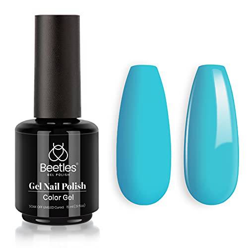 beetles Gel Polish, 15ml Calypso Blue Color Gel Polish Soak Off LED Nail Lamp Gel Polish Nail Art DIY Home Manicure Salon Gel 0.5OZ