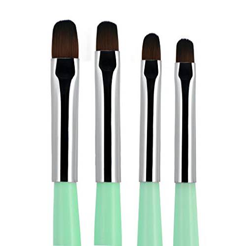 Beaute Galleria 4 Pieces Gel Nail Brush Set (Size 6, 8, 10, 14) for Gel Nail Extensions, UV Builder, Nail Tips Builder, Polygel Nails, Gel Sculpting, Nylon Hair Nail Art Painting Pen