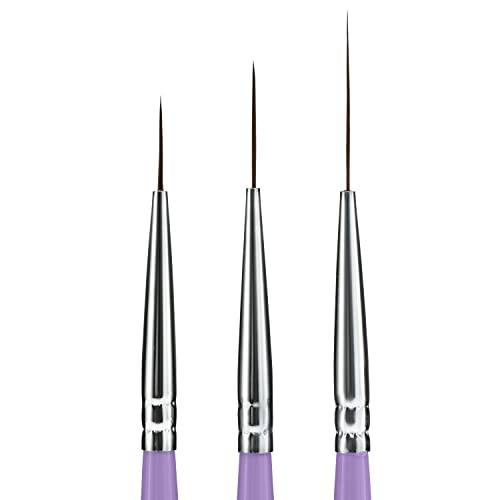 Beaute Galleria 3 Pieces Nail Art Long Striper Brush Set (12mm, 16mm, 22mm) for Thin Long Fine Line, Detailer, Striping, Color Block, One Stroke