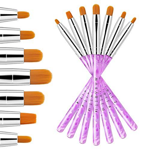 Makartt 7Pcs Multifunctional Nail Art Brush Set for UV Gel Poly Extension Gel, Nail Art Tips Builder Brush Nail Art Painting Brush Pen Set for DIY Home and Salon Use