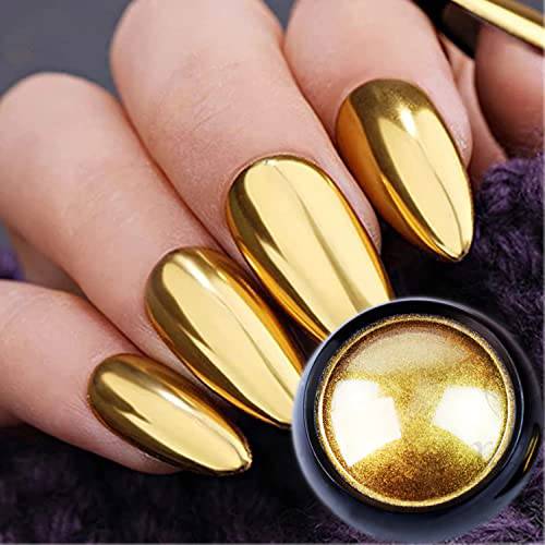 Holographic Mirror Nail Powders Chrome Gold Effect Pure Metallic Dust Sequins UV Gel Nail Chrome Pigment for Nail Art Decoration