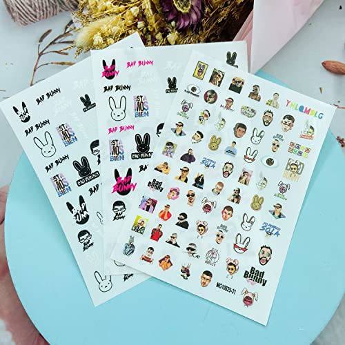 Bunny Nail Stickers Bunny Nail Decals for Acrylic Nails 3D Self Adhesive Nail Accessories for Woman Girls Bunny Nail Decal