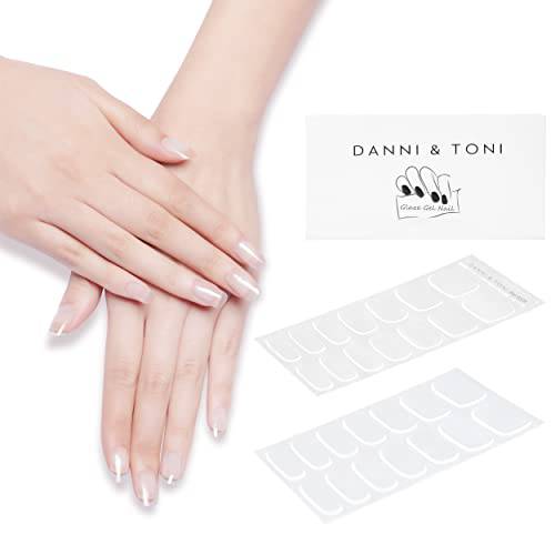 DANNI & TONI Semi Cured Gel Nail Strips Transparent Clear Gel Nail Stickers Sheer Gel Polish Strips(28 Stickers) Ultra-Glossy, Long-Lasting, Waterproof