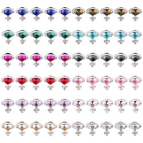 Kalolary 3D Planet Nail Charms, 60 Pcs Glitters Nail Rhinestones with Saturn Shape Gem Crystals Jewelry Nail Studs for DIY Nail Art Decoration(12 Colors)