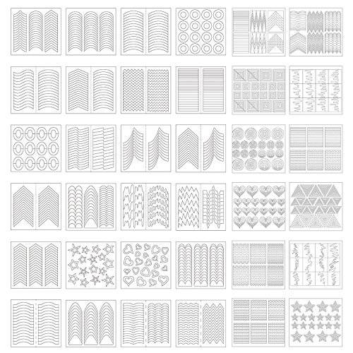 eBoot 1275 Pieces 49 Designs Nail Art Stencils French Tip Guides Stickers Form Fringe Guides Vinyl, 36 Sheets