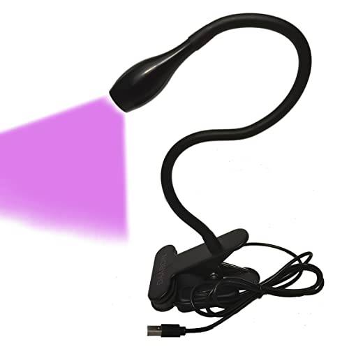 daarcin UV LED Black Light with Gooseneck and clamp for UV Gel Nail and Ultraviolet Curing, Portable Ultra Violet Blacklight 5V USB Input Big Chip,Idea for Gifts
