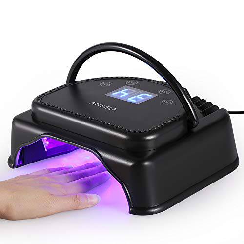 Gel Nail Lamp Anself 64W Pro LED Curing Dryer Lamp Nail Polish Machine 110-240V with Lifting Handle Touch Sensor LCD Screen (Need Plug in)