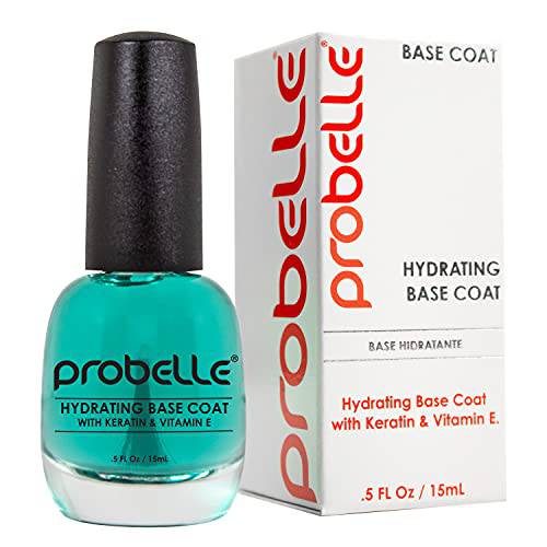 Probelle Hydrating Base Coat for dry nails and brittle nails - Keratin and Vitamin E restore nails to a hydrated state, 0.5 fl oz/ 15 mL