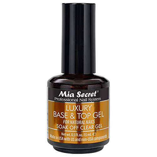Mia Secret Luxury Base and gel top coat for gel nail polish, 15 ml - Clear gel nail polish - High gloss top coat for gel polish - Base coat for Gelux gel polish