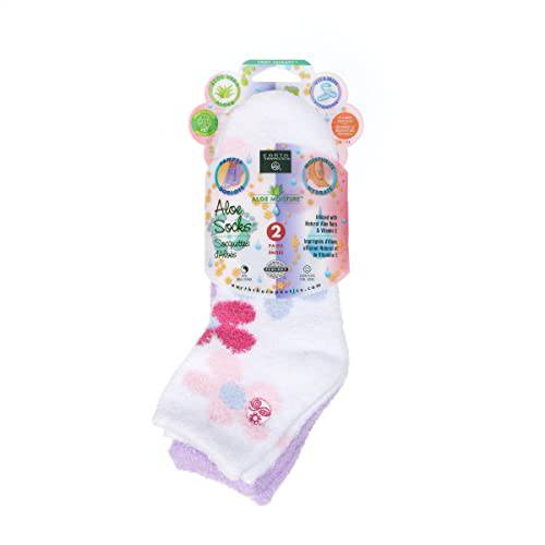 Earth Therapeutics Aloe Socks - Double Pack - FLOWERS/LAVENDER (2 Pairs)