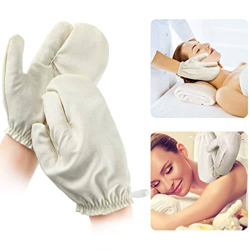 Leelosp 2 Pieces Raw Silk Garshana Gloves Ayurvedic Massaging Mitts Raw Silk Gloves Dry Massage Brush Gloves Exfoliating Gloves Bath Scrubbing Massage Shower Gloves for Women