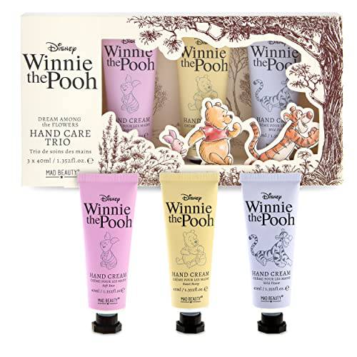 MAD Beauty Disney Winnie the Pooh Hand Care Trio, Soft Rose, Sweet Peony, & Wild Flower Hand Creams (3 x 1.35 fl. oz.), Adorable & Hydrating Hand Care Set, Great Gift