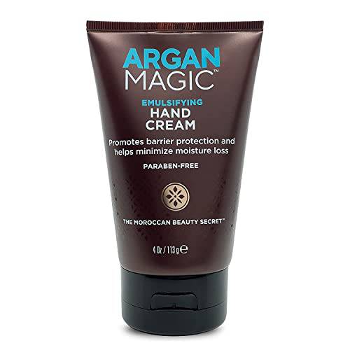 Argan Magic Emulsifying Hand Cream - Hydrating and Moisturizing Hand Cream | Enriched with Argan Oil, Vitamin E, and Chamomile | Made in USA | Paraben Free | Cruelty Free (4 Ounce / 113 Gram)