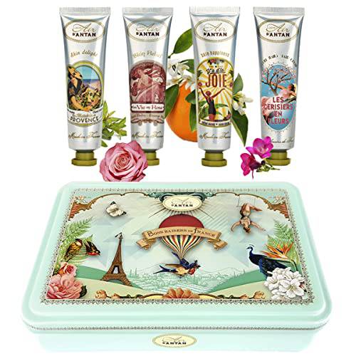 Mom Gift Hand Cream Set - 4 Piece Gift Set Un Air d’Antan Hand Lotion Set for Women - Working Hands Hand Cream Set Shea Butter, Sweet Almond Oil Include Scents of Verbena, Floral, Rose, Cherry Blossom