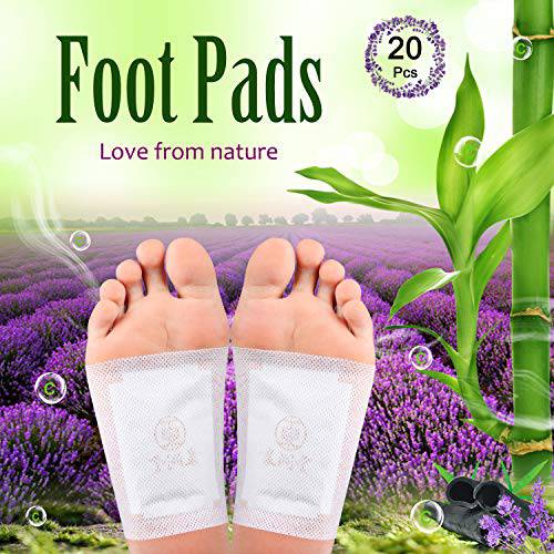 YTF Detox Foot Pads (20pcs) Natural Plant Bamboo and Ginger lavender deep Cleansing Foot Mask Patches For Feet Health Care Organic Better Sleep& Anti-Stress Relief Detoxifying Foot Pads