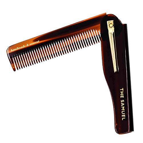 Kent 20T Handmade Folding Pocket Comb for Men, Fine Tooth Hair Comb Straightener for Everyday Grooming Styling Hair, Beard or Mustache, Use Dry or with Balms, Saw Cut Hand Polished, Made in England