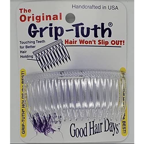 Good Hair Days The Original Grip-Tuth Hair Combs, Set of 2, 40817 Clear 3 1/4 Wide