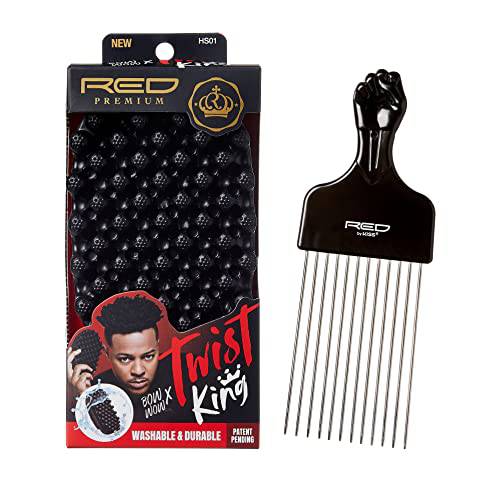 Red by Kiss Bow Wow X Twist King Luxury Twist Styler Washable and Durable Twist Brush for Afro Curl with Large Styling Pik