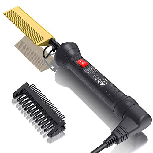 Electric Straightening Comb for Black Hair:450℉ Electric Pressing Comb for African American Hair，Plug in Hot Comb Electric for Wigs,Heat Comb,Iron Comb,Electric Comb Hair Comb Straightener for Women