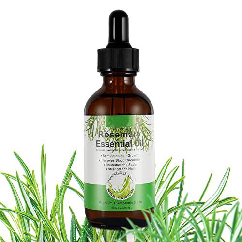 Rosemary Essential Oil for Hair Growth 2OZ, Rosemary Oil for Hair Skin and Nails, Refreshing Rosemary Essential Oil for Aromatherapy and Diffusers, Hair Growth Oil for Enhanced Shine