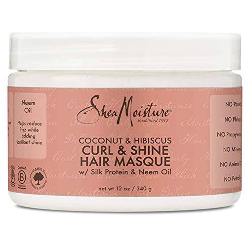 SheaMoisture Hair Masque for Dry Curls Coconut & Hibiscus with Shea Butter, 12 oz