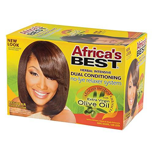 Africa’s Best No-Lye Relaxer Kit, Dual conditioning, Herbal Intensive, Superior Straightening and the Very Best Nourishment, Designed for Normal Hair Textures