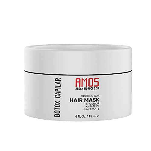 AMOSTIMELINE Hair Botox Deep Conditioner, Moisturizing Hair Mask for Dry Damaged Hair, Anti-Frizz Botox Capilar with Argan Oil, Moroccan Oil, & Hyaluronic Acid, For Shiny Straight Hair, 4fl oz.