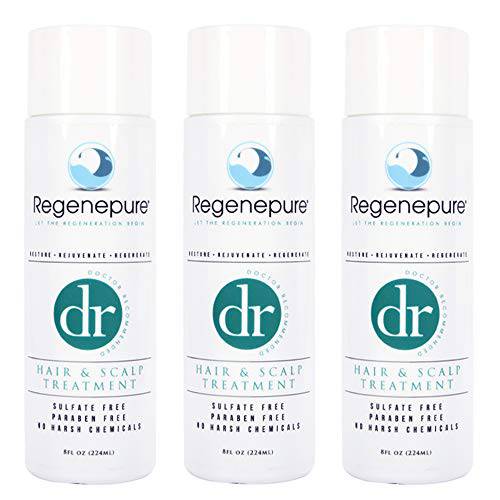 Regenepure - DR Shampoo, Hair and Scalp Treatment, Supports Hair Growth, 8 Ounces (3 Pack)