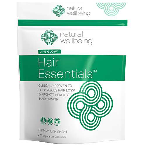 Hair Essentials Natural Hair Growth Supplement for Women and Men - 270 Veg Caps, 3-Month Supply