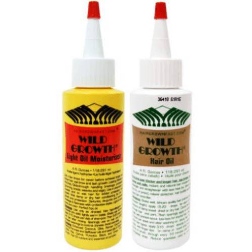 Wild Growth Set (Hair Oil 4 oz + Light Oil Moisturizer 4 oz)