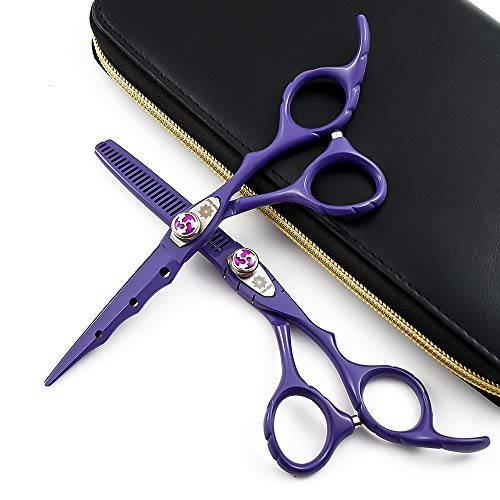 Dream Reach 6.0 Professional Human Hair Scissors Set Barber Razor Edge Hairdressing Scissors Set,Round Tips Design Cutting&Thinning Shears Kit